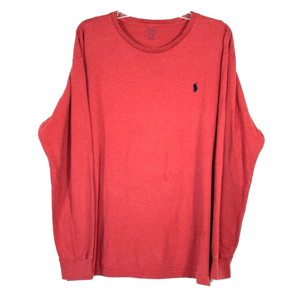 Polo Ralph Lauren Mens XL Red Long Sleeve T Shirt Pony Logo Cotton Crewneck